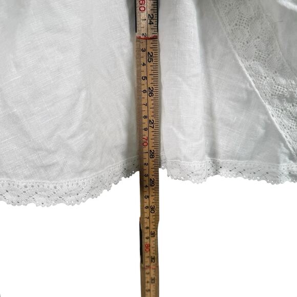 Nine West White Linen A-Line Skirt Lace Panels Size 12 Coastal Romantic - Picture 7 of 7